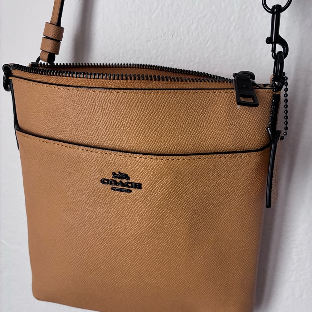 Coach Saddle Brown Crossbody with Black Accents